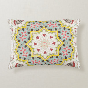Decorative colourful ornament on white background, accent pillow