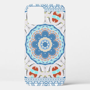 Decorative colourful ornament on white background, iPhone 12 case