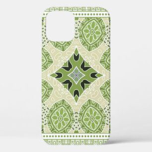 Decorative colourful ornament on white background, iPhone 12 case