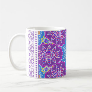 Decorative colourful ornament on white background, coffee mug