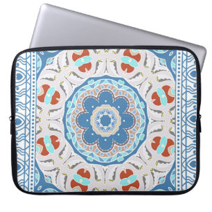 Decorative colourful ornament on white background, laptop sleeve