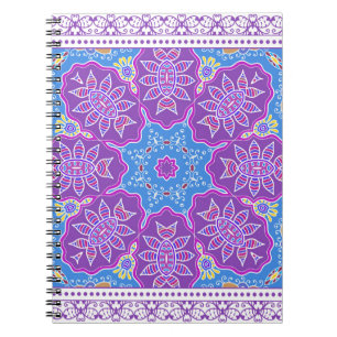 Decorative colourful ornament on white background, notebook