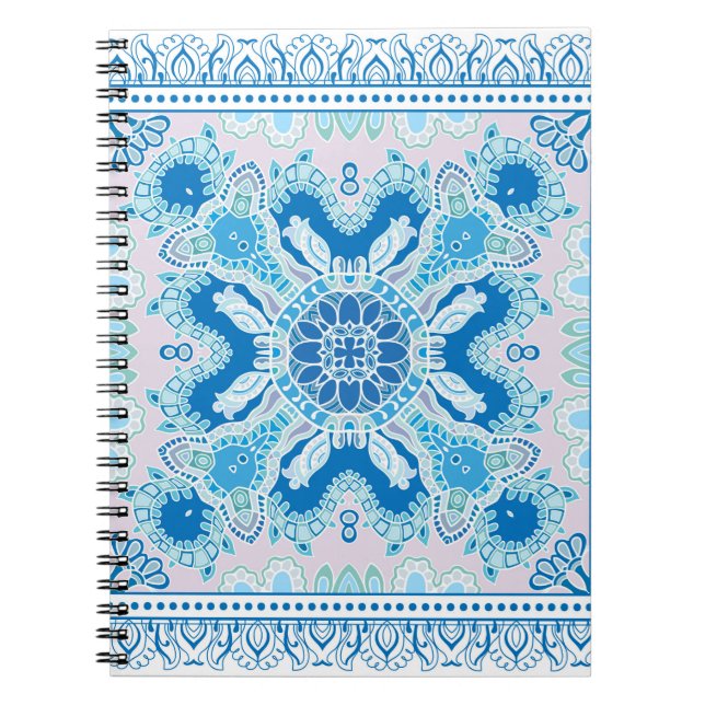 Decorative colourful ornament on white background, notebook (Front)