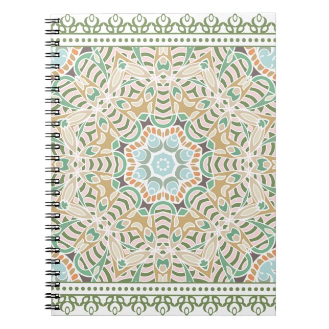 Decorative colourful ornament on white background, notebook (Front)