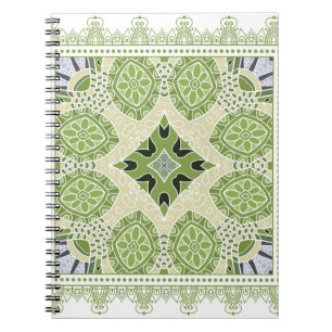 Decorative colourful ornament on white background, notebook