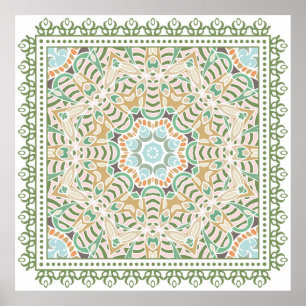 Decorative colourful ornament on white background, poster