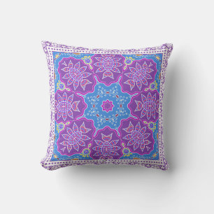 Decorative colourful ornament on white background, throw pillow