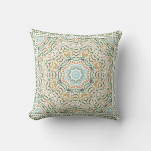 Decorative colourful ornament on white background, throw pillow