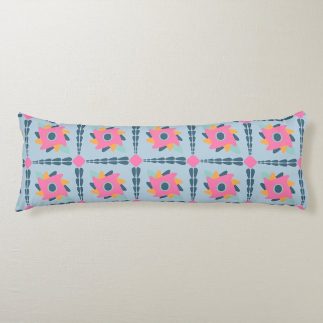 Decorative colourful tile body pillow (Front)