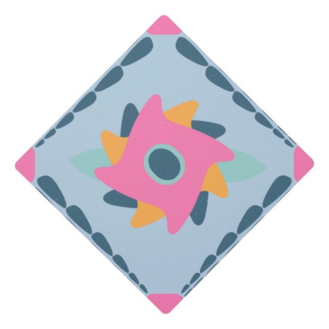 Decorative colourful tile graduation cap topper (Front)