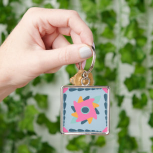 Decorative colourful tile keychain