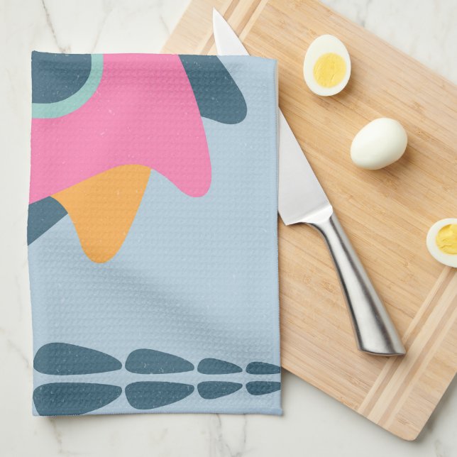 Decorative colourful tile kitchen towel (Quarter Fold)