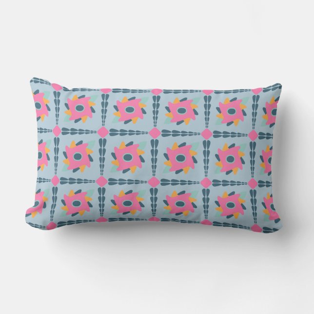 Decorative colourful tile lumbar pillow (Front)