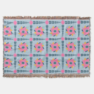 Decorative colourful tile throw blanket