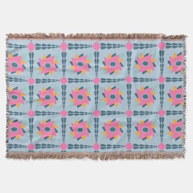 Decorative colourful tile throw blanket (Front)