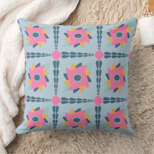 Decorative colourful tile throw pillow