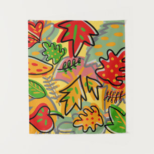 Decorative colourful watercolor nature greenery tapestry