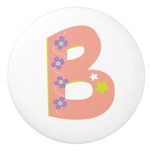 Decorative coral letter B monogrammed handle knob