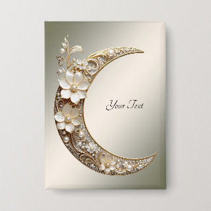 Decorative Crescent Moon Frame Button