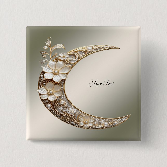Decorative Crescent Moon Frame Button (Front)
