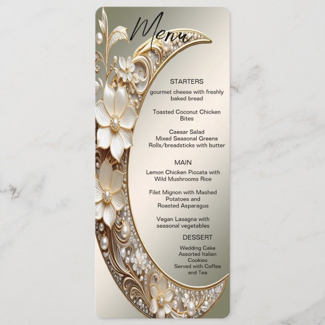 Decorative Crescent Moon Frame Menu (Front)