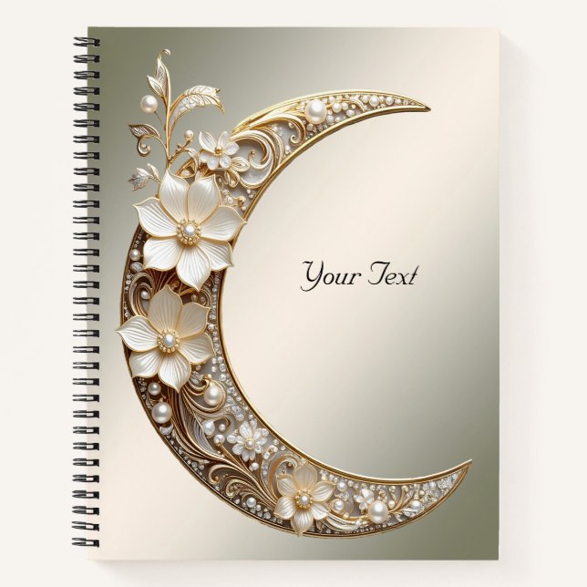 Decorative Crescent Moon Frame Notebook (Front)