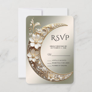 Decorative Crescent Moon Frame RSVP Card