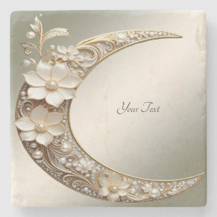 Decorative Crescent Moon Frame Stone Coaster