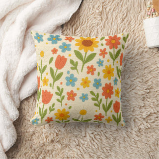 Decorative Crochet Floral Throw Pillow