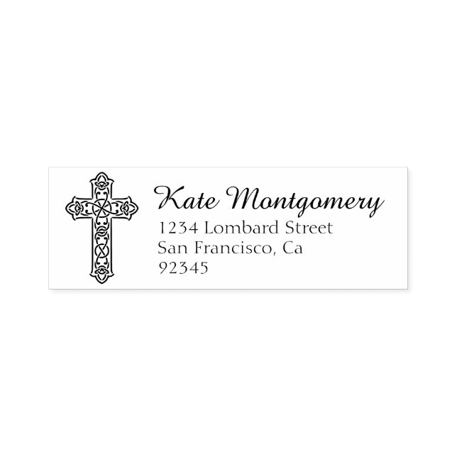 Decorative Cross Return Address Rubber Stamp (Design)