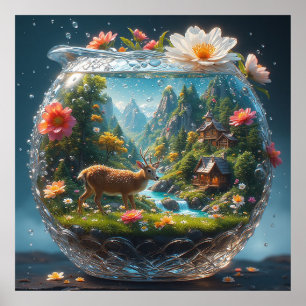 Decorative Crystal Vase With Forest Scene Poster