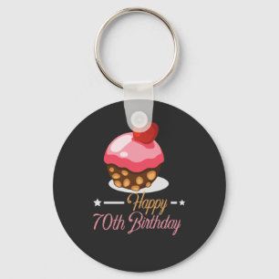 Decorative Cute 70th birthday chocolate cake Keychain