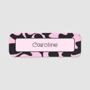 Decorative Cute Pink Black Reusable Clothing Name Tag