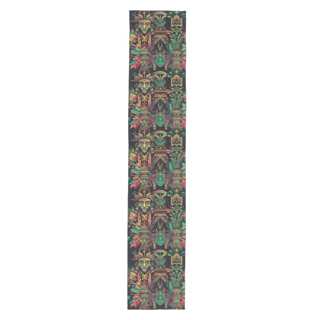 Decorative Cyan "Ancestral Paradigm" Table Runner  (Front)