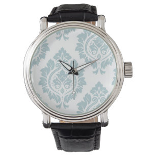 Decorative Damask Art I Duck Egg Blue on White Watch
