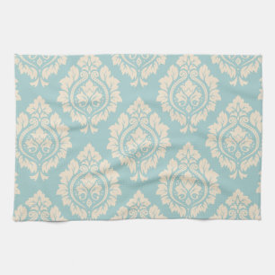 Decorative Damask Pattern – Cream on Blue Kitchen Towel