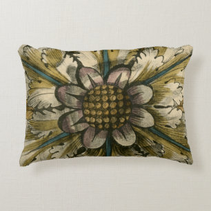 Decorative Demask Rosette on Grey Background Accent Pillow