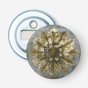 Decorative Demask Rosette on Grey Background Bottle Opener