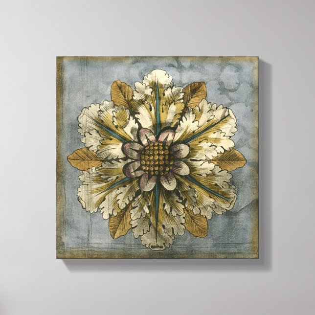 Decorative Demask Rosette on Grey Background Canvas Print (Front)