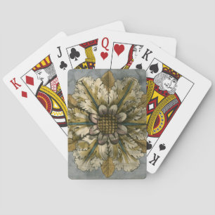 Decorative Demask Rosette on Grey Background Playing Cards