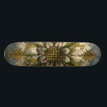 Decorative Demask Rosette on Grey Background Skateboard<br><div class="desc">Jennifer Goldberger produced this decorative damask featuring a beautiful rosette over a grey background. A damask is a woven pattern that can be made of silk,  wool,  linen,  or other fabrics that was invented during the Byzantine empire. Purchase this print to show your friends your love of ancient culture!</div>