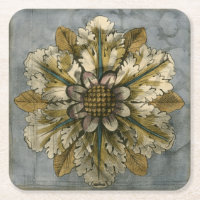 Decorative Demask Rosette on Grey Background