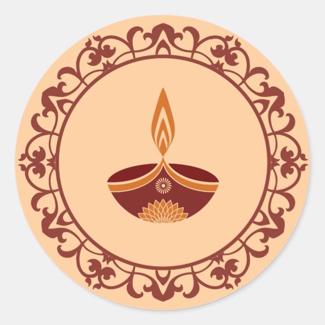 Decorative Diwali Design Classic Round Sticker (Front)