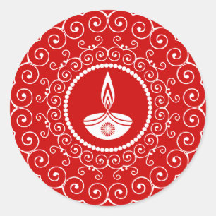 Decorative Diwali Design Classic Round Sticker