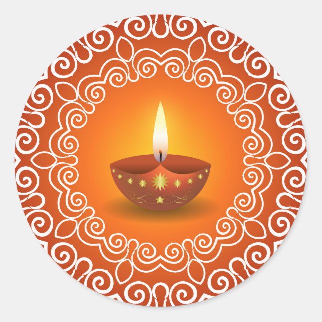 Decorative Diwali Design Classic Round Sticker (Front)