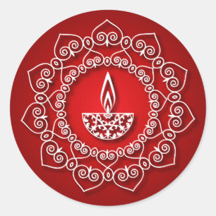 Decorative Diwali Lamp Design Classic Round Sticker