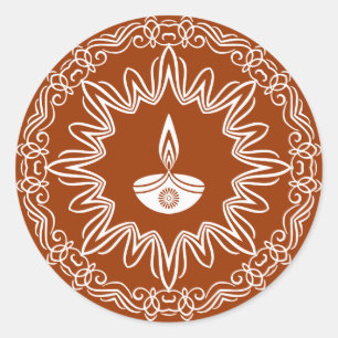 Decorative Diwali Lamp Design Classic Round Sticker