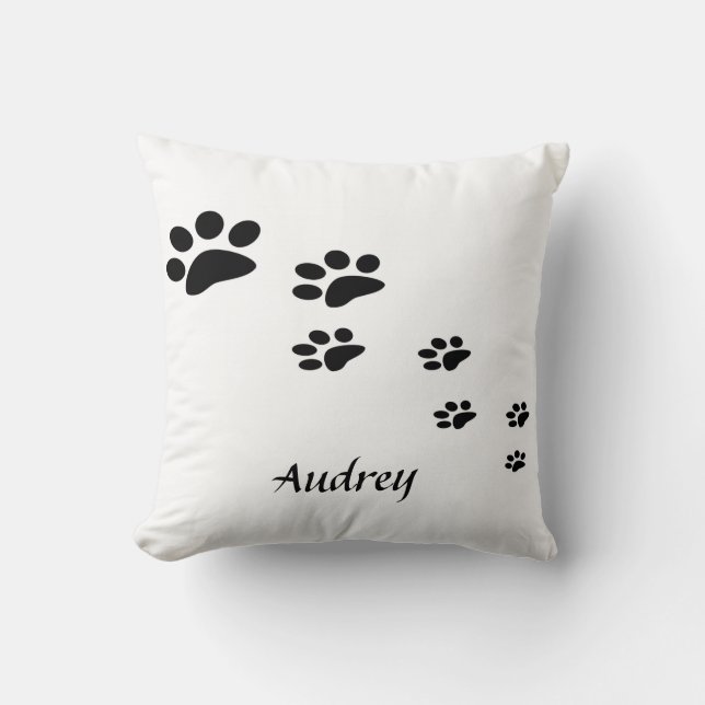 Decorative Dog Paw animal print pattern Throw Pillow (Front)