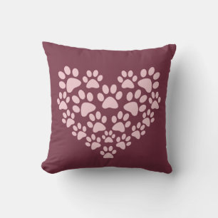 Decorative Dog Paw animal print pattern Throw Pillow