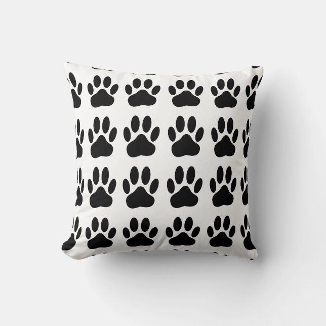 Decorative Dog Pawprint Throw Pillow (Front)